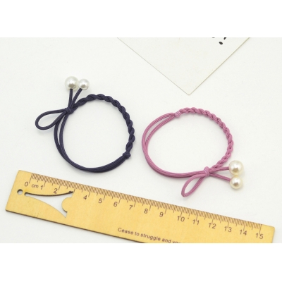 Pearls bead hair accessories bow elastic string hair ties for girl C-hb321